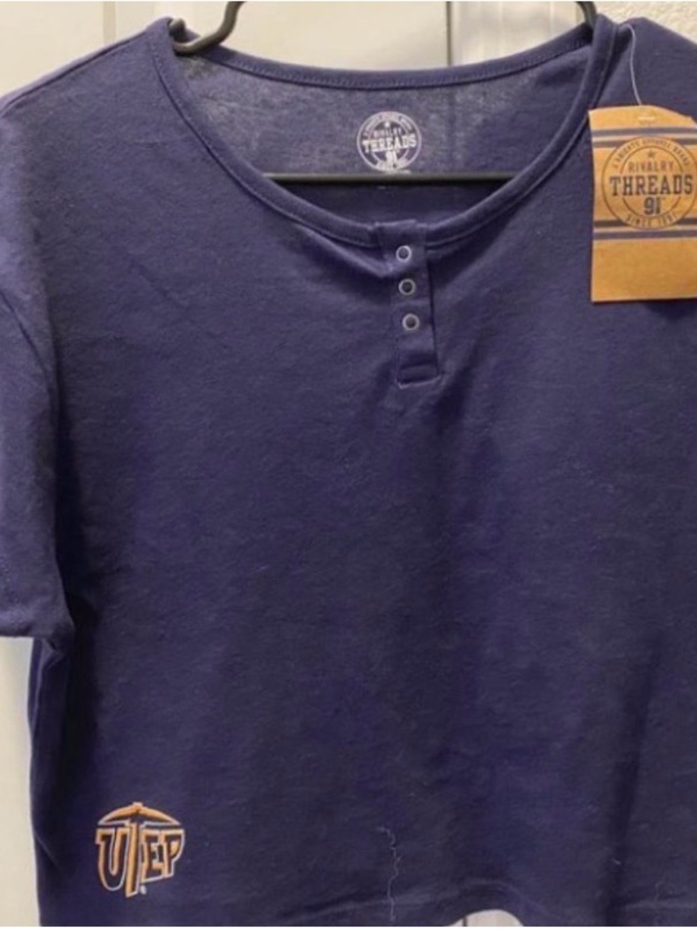 Rivalry Threads Navy Short-Sleeve Henley with UTEP Logo